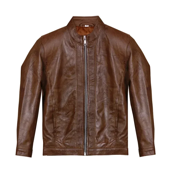 Men’s Retro Biker Brown Leather Jacket