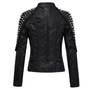 Women’s Black Punk Leather Moto Jacket