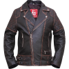 Huz Men's Vintage Classic Biker Style Leather Jacket