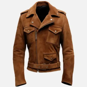 Men's Brown Biker Suede Leather Jacket