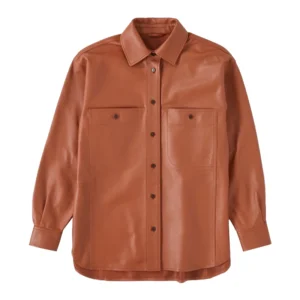 Womens Front Pocket Leather Shirt