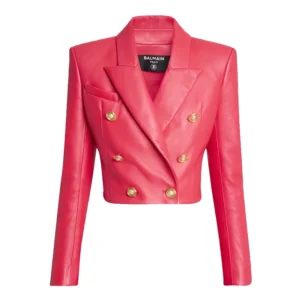 6-Button Leather Cropped Jacket