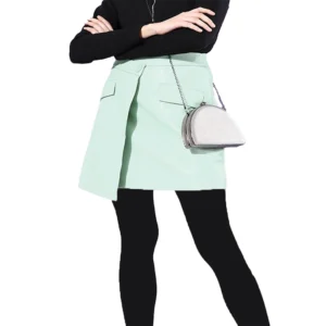 Zina Sea Green Leather Skirt