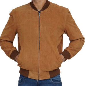 Men's Bomber Brown Suede Leather Jacket