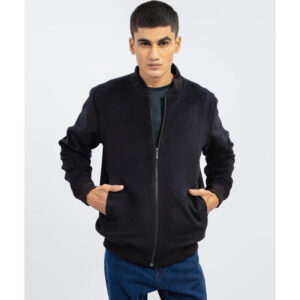 Black Wool Bomber Jacket