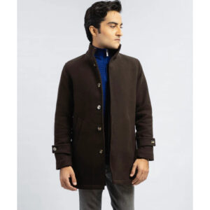 Dark Chocolate Brown Wool Blended Long Coat