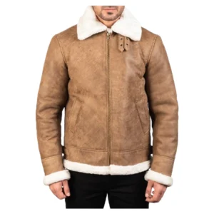Francis B-3 Distressed Brown Leather Bomber Jacket