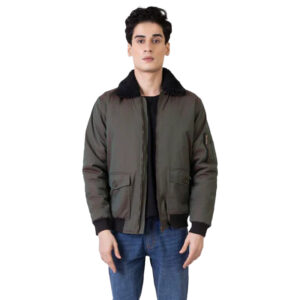 Green Sherpa Collar Aviator Jacket