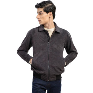 Grey Tweed Wool Blended Classic Collar Jacket