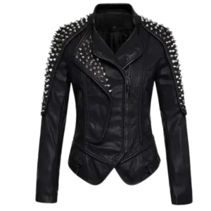 Women’s Punk Stylish Studded Leather Jacket