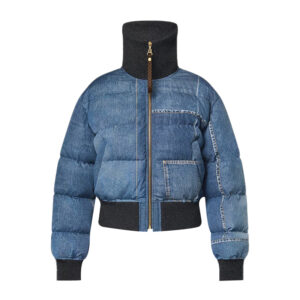 LV Denim Print Cropped Puffer Jacket