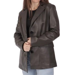 Women's Brown Leather Blazer