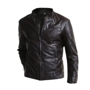 Mark Black Leather Racer Jacket