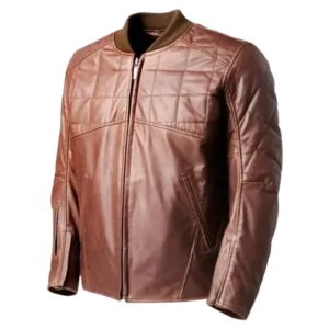 Men Light Brown Full Quilted Leather Jacket