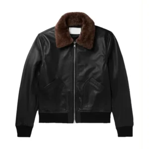 Men’s Black Bomber Shearling Leather Jacket