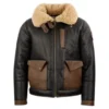 Mens Black Leather Brown Fur Jacket