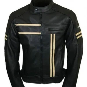 Men’s Black Retro Leather Biker Jacket