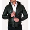 Men's Bomber Hooded Leather Jacket