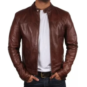 Mens Brown Sheepskin Leather Jacket
