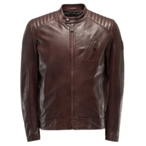 Mens Dark Brown Padded Leather Jacket