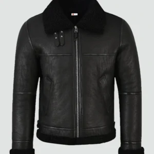 Mens Jet Black Shearling Jacket
