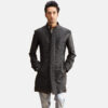 Midlander Quilted Black Leather Coat
