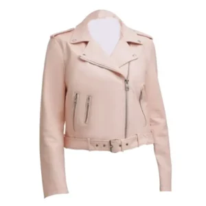 Womens Pink Biker Leather Jacket