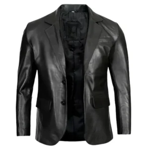 Men’s Real Lambskin Leather Black Blazer