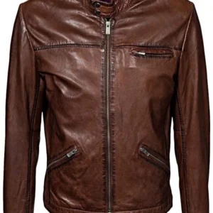 Men’s Retro Café Racer Leather Biker Jacket