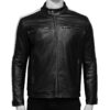 Mens White Striped Leather Jacket