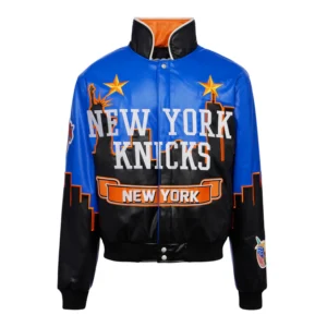 New York Knicks Skyline Vegan Leather Jacket