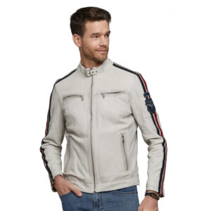 Men’s Real White Leather Jacket