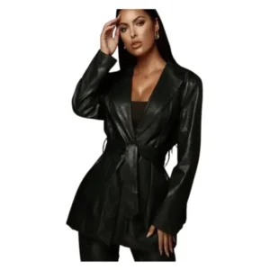 Women Faux Leather Blazer