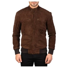 Sven Mocha Suede Bomber Jacket