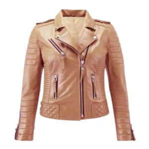 Women Motorcycle Biker Genuine Leather Jacket