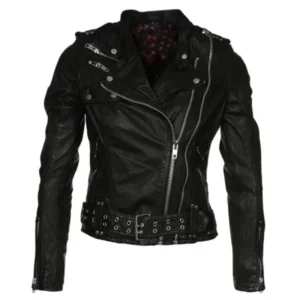 Women Sheepskin Leather Biker Jacket