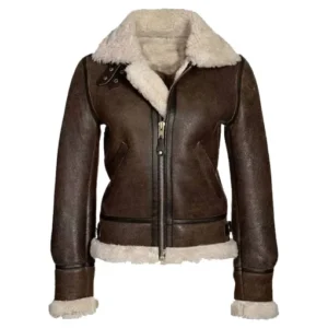 B3 Brown Shearling Leather Jacket Women’s