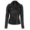 Woman’s Black Leather Biker Jacket