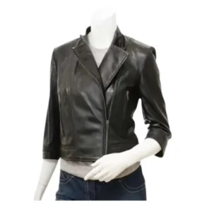 Womens Black Cropped Leather Jacket