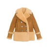 Women’s Brown Leather Shearling Peacoat