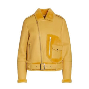 Women’s Orange Shearling Leather Jacket