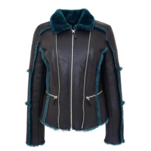 Womens Real Sheepskin Aviator Jacket