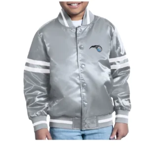 Youth Starter Gray Orlando Magic City Team Logo Varsity Full-Snap Jacket