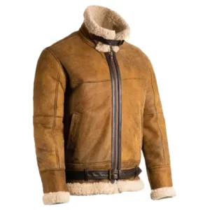Mens Aviator Camel Brown Leather Jacket