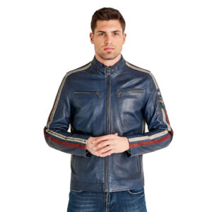 Men’s Real Blue Leather Jacket