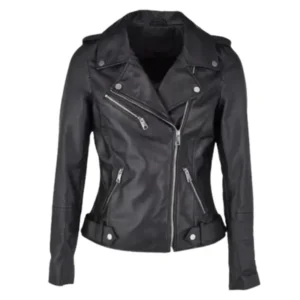 Womens Biker Black Leather Jacket