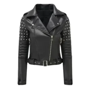 Women’s Black Leather Studded Jacket