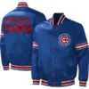 Men's Chicago Cubs Starter Royal Midfield Satin Full-Snap Varsity Jacket