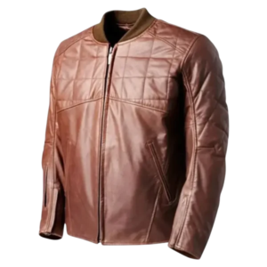 Men Light Brown Full Quilted Leather Jacket