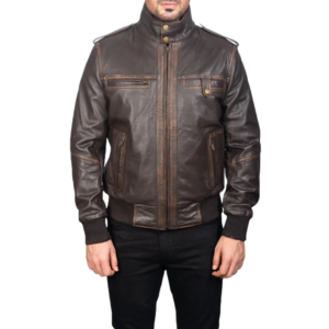 Glen Street Brown Leather Bomber Jacket